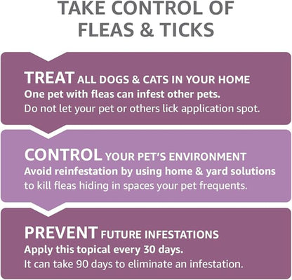 Amazon Basics Flea and Tick Topical Treatment for Large Dogs (45-88 pounds), Unscented, 3 Count (Previously Solimo)
