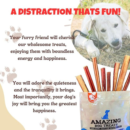 Amazing Dog Treats - Bully Sticks 6 Inch Medium Size (50 Pcs/Pack) - Bully Stick Dog Chews - Long Lasting Bully Sticks for Medium Dogs - Bully Stick Dog Bone - No Hide Dog Chew
