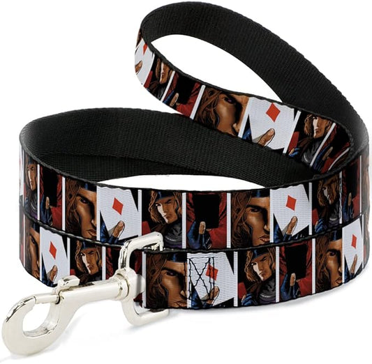 Marvel Comics Pet Leash, Dog Leash, X Men Gambit Cards Pose Blocks, 6 Feet Long 1.5 Inch Wide