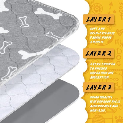 2pack Washable Pee Pads for Dogs, 41×36 Inch Reusable Dog Pads, Non Slip Puppy Pads with Urine Absorption, Reusable Puppy Pads for Whelping, Potty, Training, Playpen