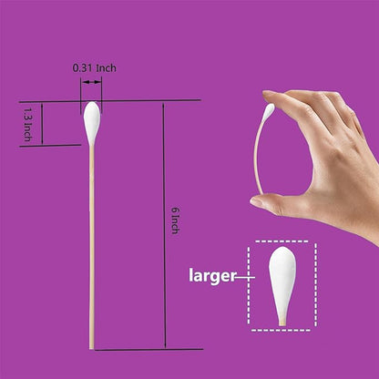 MEIQIHOME Extra Large Cotton Swabs with Wooden Sticks for Pets,6 Inch Long Cotton Swabs,6 Inch Big Cotton Swabs 200 pcs