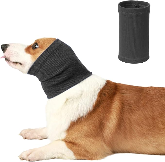 Quiet Ears for Dog, Dog Ear Muffs for Noise Protection,Knitted Dog Winter Hats, Dog Calming Hoodie, Pet Cats and Dogs Grooming Bathing Calming Drying Ear Muffs (Grey, S)
