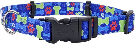 Coastal Pet SecureAway Flea Collar Protectors - Comfortable Dog Collar Accessory - Protective Flea Collar for Dogs - Adjustable Dog & Puppy Flea Collar Protection - Multi Bones, 1" x 18-26"