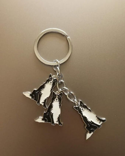 Dog Keychain, Pet Pendant Key-Ring, Cute Puppy ID Tags Metal Key Ring for Dog Lover (Border Collie)