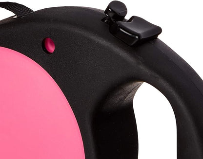 doggo Everyday Retractable Dog Leash, 13' Long Belt, Small for Dogs Up to 45 lbs, Pink with Black Soft Grip Handle