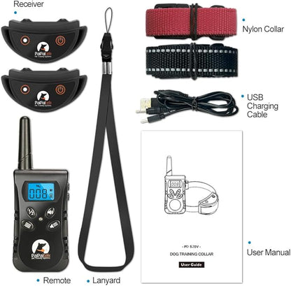 Paipaitek Vibrating Dog Collar, No Shock Dog Training Collar 2 Dogs, Deaf Dog Collars w/2 Receivers, Rechargeable & Waterproof, Up to 1600Ft Remote Range