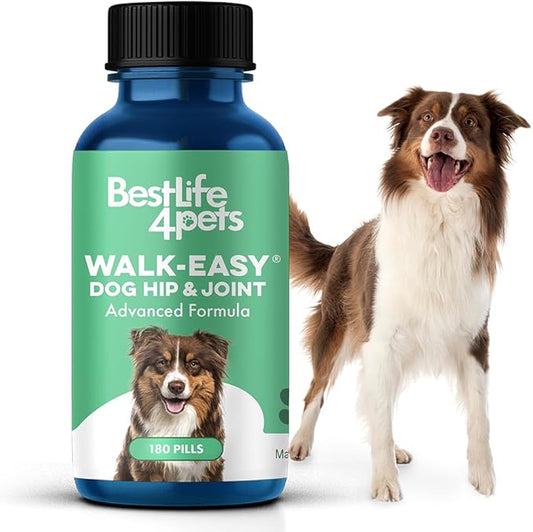 WALK-EASY Extra Strength Dog Joint Supplement – Natural Arthritis Pain Relief and Anti Inflammatory – Great for Large and Small Breeds - Easy to Use, no Taste or Smell (180 pills) (1 Pack)