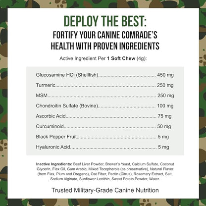 Operation Good Boy - SRE: Hip and Joint Supplement for Pets - 90 Count Soft Chews - 12.7oz - Made Natural Ingredients - Veteran Owned