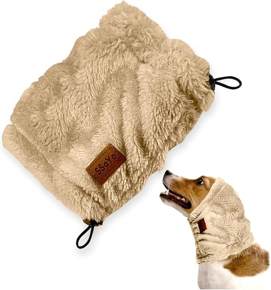 Adjustable Dog Ear Muffs Noise Protection – Neck Ear Warmer Hoodie - Cats, Dogs Snood No Flap Ear Wrap Noise Canceling for Anxiety Relief, Thunderstorms, Fireworks, Pet Grooming (Brown, Medium)
