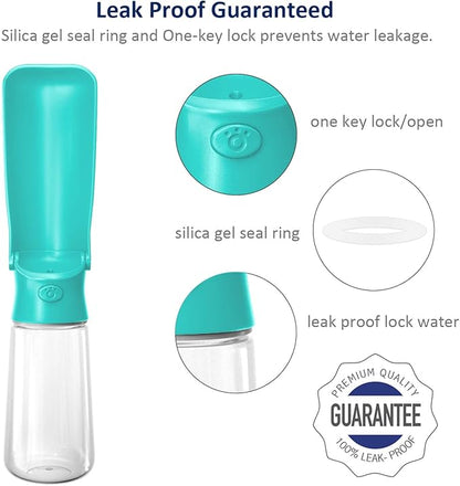 WePet Foldable Portable Dog Water Bottle Puppy Water Dispenser with Drinking Feeder, 19 OZ, High-temperature Resistant Leak Proof for Pets Outdoor Walking, Hiking, Travel, Food Grade Plastic BPA Free