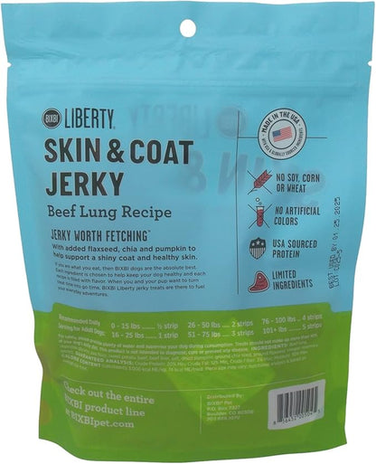 Bixbi Liberty Skin & Coat Jerky Dog Treats 2 Flavor Variety, (1) Each: Beef Lung, Chicken (5 Ounces) Plus Rope Toy and Fun Facts Booklet Bundle