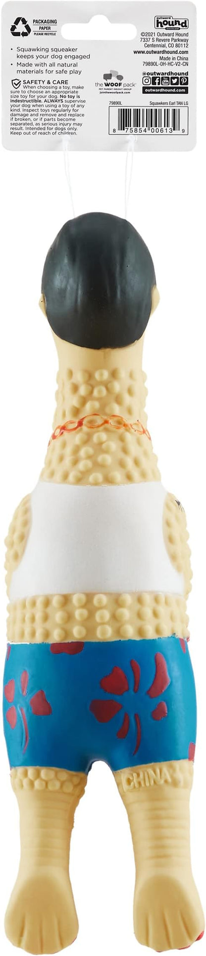 Outward Hound Squawkers Earl Latex Rubber Chicken Interactive Dog Toy, Large