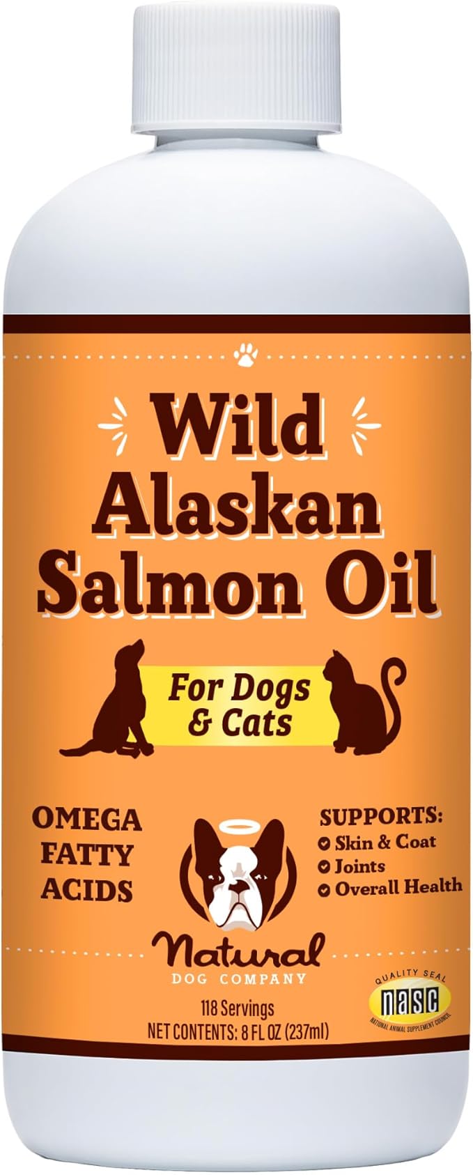 Natural Dog Company Pure Wild Alaskan Salmon Oil for Dogs (8oz) Skin & Coat Supplement for Dogs, Dog Oil for Food with Essential Fatty Acids, Fish Oil Pump for Dogs, Omega 3 Fish Oil for Dogs
