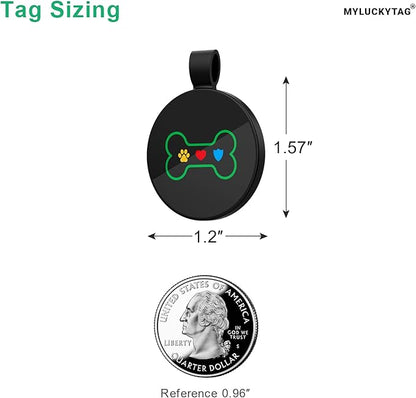 MYLUCKYTAG QR Code Pet ID Tags Dog Tags - Pet Online Profile - Scan QR Receive Instant Pet Location Alert Email