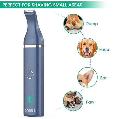 oneisall Dog Clippers with Double Blades,Cordless Small Pet Hair Grooming Trimmer,Low Noise for Trimming Dog's Hair Around Paws, Eyes, Ears, Face, Rump (Teal)