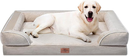 Orthopedic Jumbo Dog Bed, Extra Large Dog Beds Jumbo Breed, Waterproof Dog Bed, PV Washable Dog Sofa Bed with Removable Cover & Non-Slip Bottom(Jumbo,Beige)