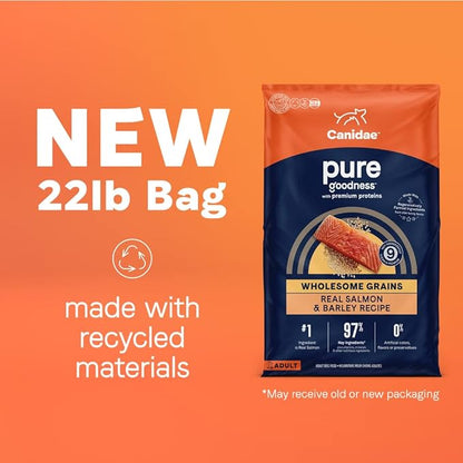 CANIDAE Pure Grain Free Adult Dry Dog Food, Real Salmon & Barley, 22 lbs.