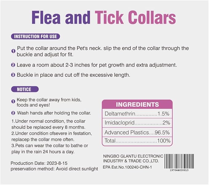 Flea Collar for Dogs 4 Pack Flea and Tick Collar for Dogs 8 Months Long-Term Protection Natural Tick Collar for Dogs Waterproof Adjustable Size Dog Flea Collar Suitable for Small Medium and Large Dog