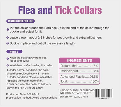 Flea Collar for Dogs 4 Pack Flea and Tick Collar for Dogs 8 Months Long-Term Protection Natural Tick Collar for Dogs Waterproof Adjustable Size Dog Flea Collar Suitable for Small Medium and Large Dog