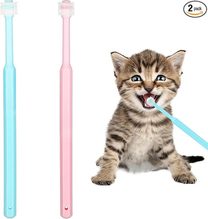 Small Dog&Cat Toothbrush,2 Pack 360 Degree Soft Silicone Pet Toothbrush Cat Dental Care Dog Oral Hygiene Deep Clean Pet Teeth Cleaning Kit (Small Size)