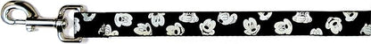 Buckle-Down Pet Leash - Mickey Mouse Expressions Scattered Black/White - 6 Feet Long - 1/2" Wide
