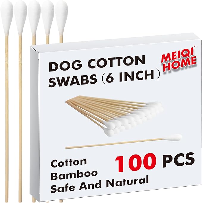 MEIQIHOME Extra Large Cotton Swabs with Wooden Sticks for Pets - 100 Pack,6 Inch Big Cotton Swabs 100 pcs