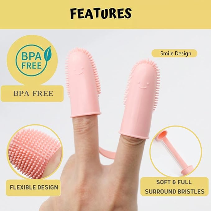 Dog Toothbrush Kit, 6Pack Dog Finger Toothbrush for Dog Teeth Cleaning&Dog Dental Care, Cat Toothbrush Dog Tooth Brush Puppy Toothbrush Pet Toothbrush (Pink (6-Pack))