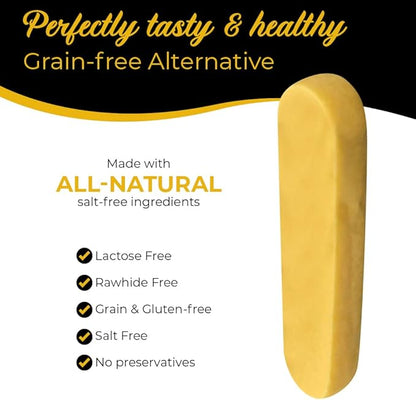 Cheese Dog Chews|US-Crafted for Puppies & Dogs |Softer Natural Alternative to Himalayan Dog Chews & Yak Chews| Salt & Rawhide-Free| Tastier than Yak Chews (6 Large Sticks)