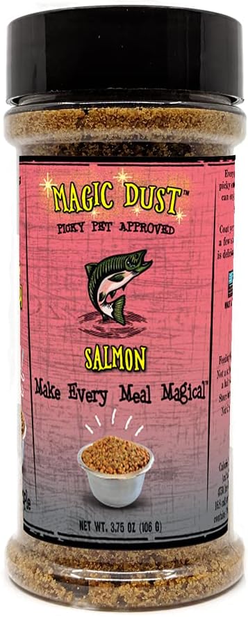 Wild Meadow Farms - Magic Dust Salmon Jerky Topper, Single Protein Pet Food Topper for Dogs & Cats, Enhance Flavor & Elevate Mealtime Excitement for Picky Eaters - 3.5 Ounce Bottle in Salmon Flavor