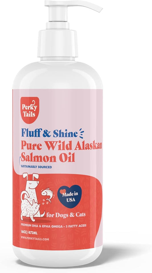 Pure Wild Alaskan Salmon Oil for Dogs and Cats - 16oz, Premium Omega 3 Supplement Fish Oil, Dog Vitamins and Supplements for Skin and Coat, Joint Support, Immune Support and Allergy Relief