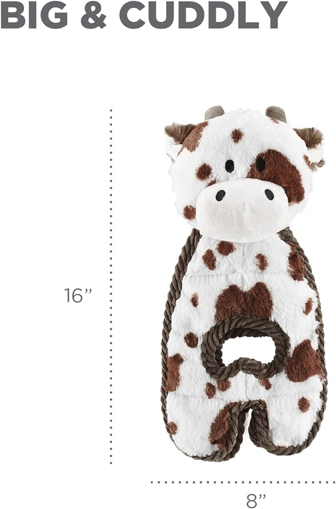 Outward Hound Cuddle Tugs Cow Plush Squeaky Dog Toy