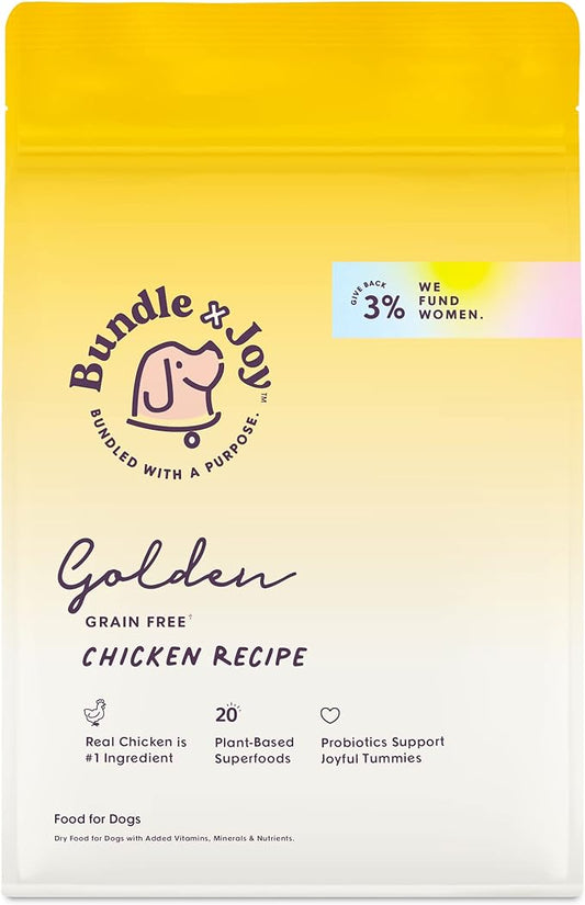 Golden Probiotic Dog Food Dry, Chicken, 4lb Bag, Natural Grain Free Adult Kibble for Digestive Health Made with Real Chicken, 20 Plant Based Superfoods, Corn, Poultry & Soy Free