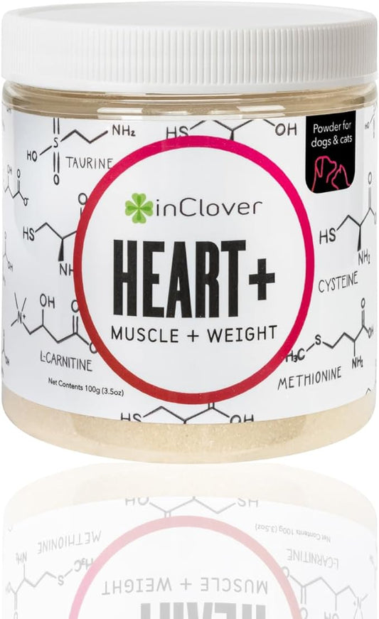 InClover, Dog Heart Health Supplement BioVibrant, Helps Support Dog Heart Health, Dog Supplement Treat Powder with Taurine Helps Pet Heart Health and Dog Weight Management, Dog Immune Support