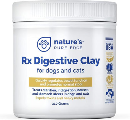 Rx clay for digestion for cat and dog stomach relief. Cat and dog anti diarrhea medication. Cat and dog stomach upset medicine for cat and dog diarrhea. Extra large 210 grams. Veterinary grade.