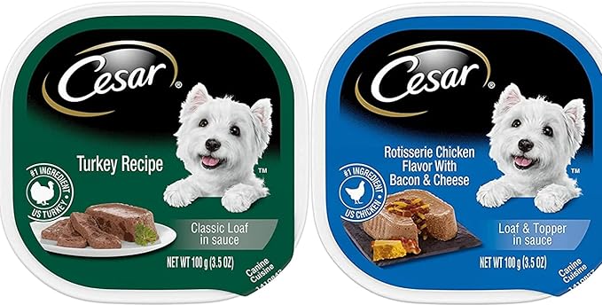 Cesar Classic Loaf Wet Dog Food Bundle with 08 Flavors(1 Unit Each Flavor). 3.5 Ounce (Pack of 8)