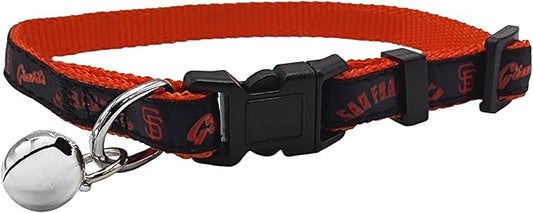 MLB CAT Collar San Francisco Giants Satin Cat Collar Baseball Team Collar for Dogs & Cats. A Shiny & Colorful Cat Collar with Ringing Bell Pendant