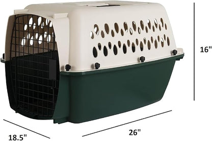 Petmate Ruffmaxx Travel Carrier Outdoor Dog Kennel, 360-degree Ventilation, 26", Almond & Green, Made in USA
