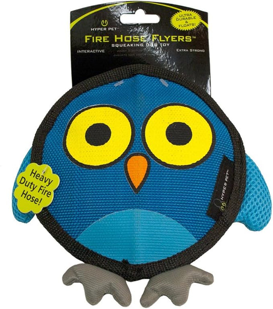 Hyper Pet Firehose Flyers Owl Durable Squeaky Dog Toy Grey 7.5 x 1.2 x 8.2 inches