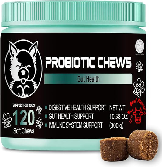 Probiotics for dogs - Probiotic chews for dogs - gut health for dogs - probiotico para perro - digestive enzymes for dogs - dog probiotics - dog health supplies - dog gut health