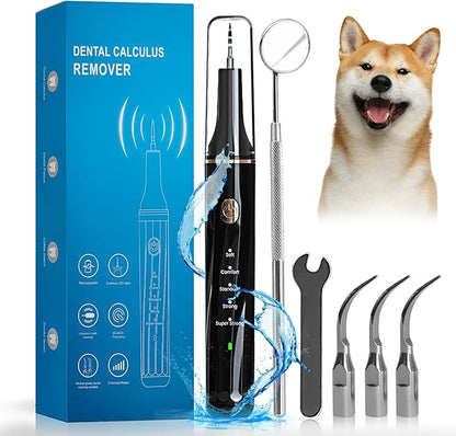 5 Modes Plaque Remover for Teeth,Dog Teeth Cleaning Kit,Dog Teeth Cleaning, Dental Tools to Remove Tartar and Stains, Safe for Dogs & Cats, with Led Light & 5 Adjustable Modes (Black)