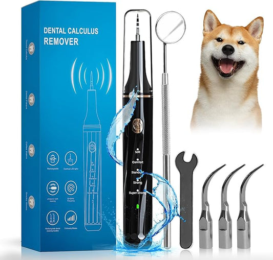 5 Modes Plaque Remover for Teeth,Dog Teeth Cleaning Kit,Dog Teeth Cleaning, Dental Tools to Remove Tartar and Stains, Safe for Dogs & Cats, with Led Light & 5 Adjustable Modes (Black)