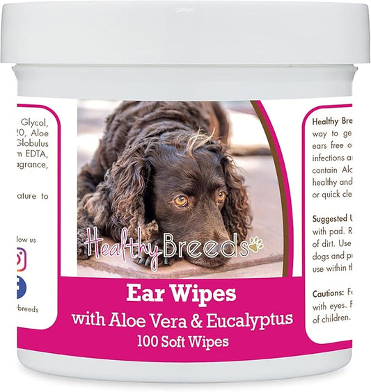 Healthy Breeds American Water Spaniel Ear Cleaning Wipes with Aloe & Eucalyptus for Dogs 100 Count