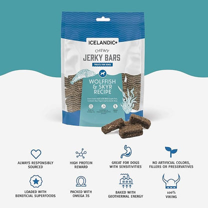 Icelandic+ Chewy Jerky Bars Wolffish, Skyr, & Kelp Dog Treat 2.5-oz Bag