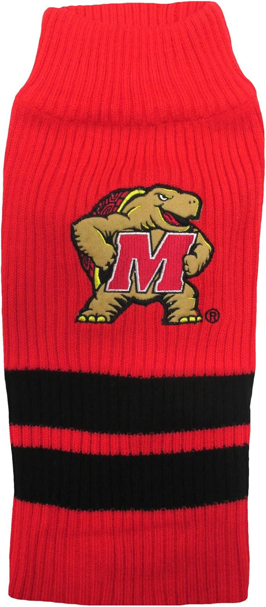 Pets First NCAA Maryland Terrapins Dog Sweater, Size Small. Warm & Cozy Knit Pet Sweater with NCAA Team Logo, Best Puppy Sweater for Large & Small Dogs