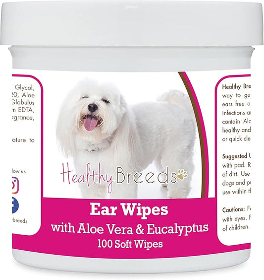 Healthy Breeds Coton de Tulear Ear Cleaning Wipes with Aloe & Eucalyptus for Dogs 100 Count