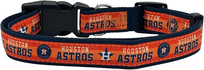 MLB Houston AstrosLicensed PET COLLAR- Heavy-Duty, Strong, and Durable Dog Collar. Available in 29 Baseball Teams and 4 Sizes
