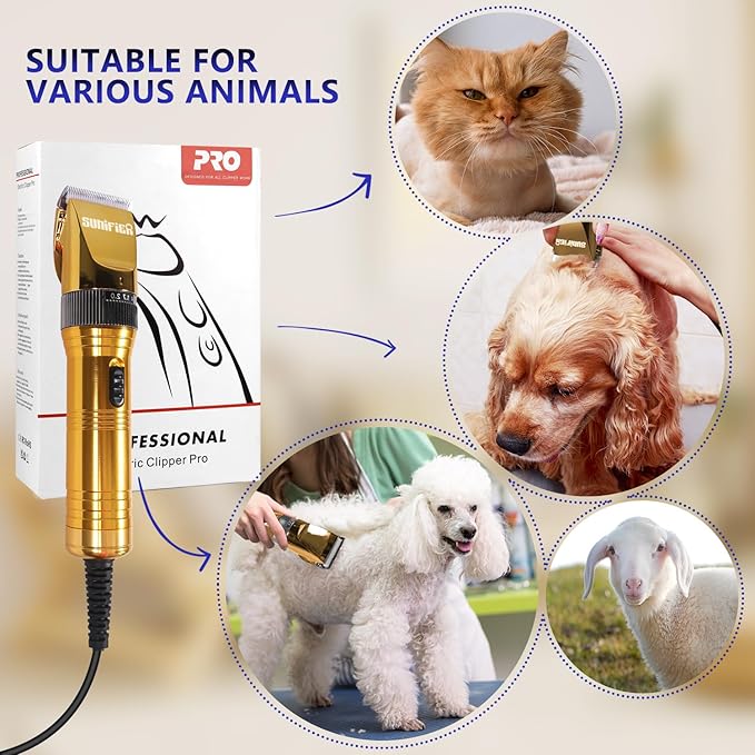 Professional Dog Grooming Clippers for Thick Coat - Sheep Shears for Dogs with Thick Hair – Pet Grooming Clippers for Cats, Sheeps, Horse (Gold)