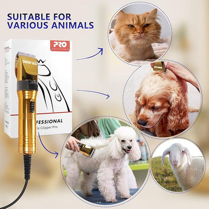 Professional Dog Grooming Clippers for Thick Coat - Sheep Shears for Dogs with Thick Hair – Pet Grooming Clippers for Cats, Sheeps, Horse (Gold)