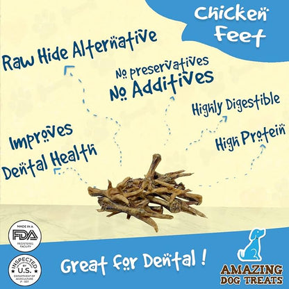 Amazing Dog Treats - Chicken Feet Dog Treats (200 Count - Bulk) - All Natural Chicken Feet for Dogs American Grade Chicken Feet Dog Chew Bones