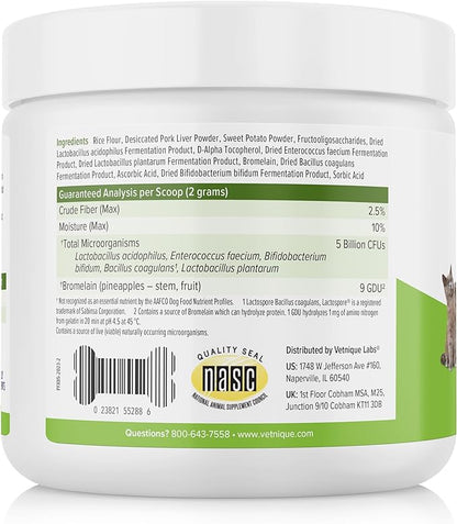 Vetnique Labs Profivex Probiotics for Dogs All Natural Dog Chews & Powder for Digestive Health Probiotic Supplements for Dogs 5 Strains of Probiotics & Prebiotics (Powder, 8.5oz)